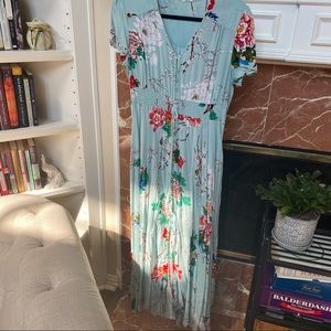 Amazon mint floral maxi dress L